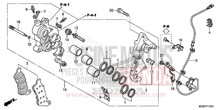 BREMSSATTEL, R. VORNE (CB600FA) von Hornet ABS MAT CYNOS GRAY METALLIC (NH312) von 2013